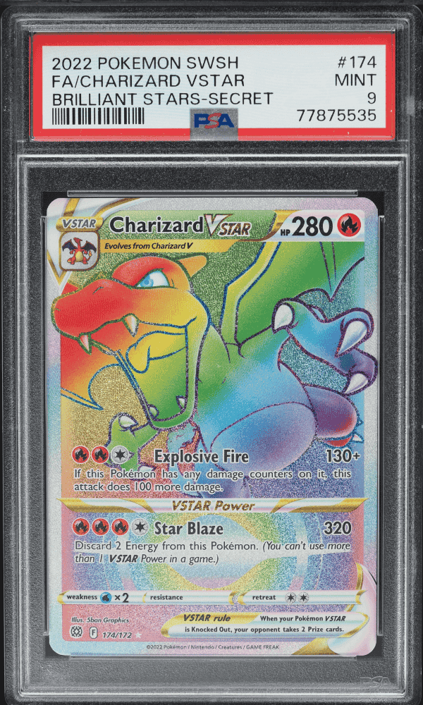 2022 POKEMON SWSH FA/CHARIZARD VSTAR MINT 9 BRILLIANT STARS SECRET